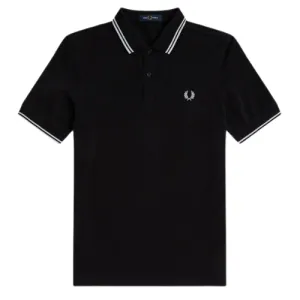 Fred Perry Black Polo with White Twin Tipping