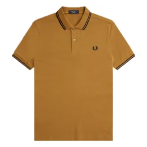 Fred Perry Dark Caramel Polo with Black Twin Tipping