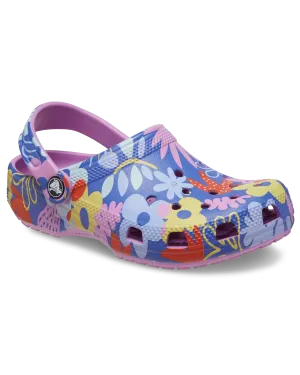 Girls Classic Printed Floral Clog in Bubble