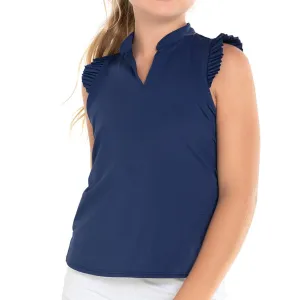 Girl's Pleat Me Up Tennis Tank Navy