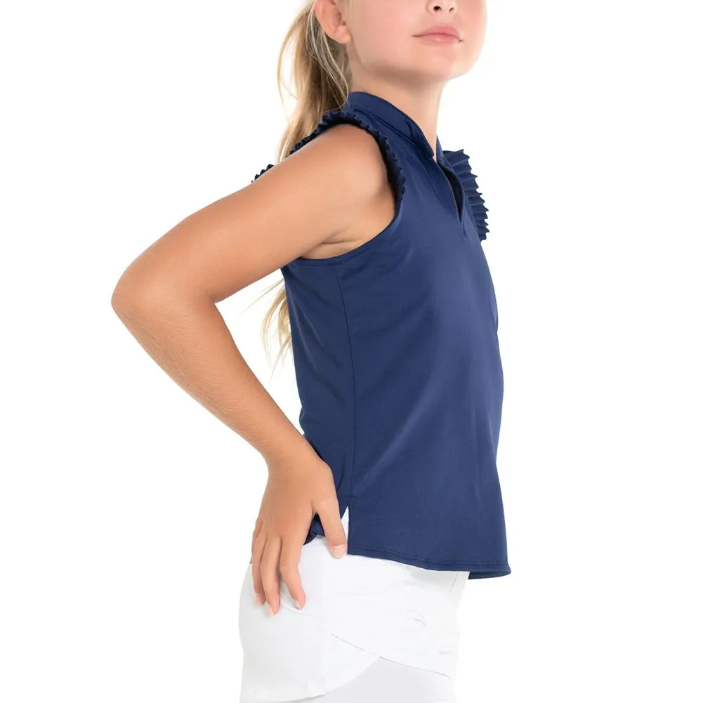 Girl's Pleat Me Up Tennis Tank Navy