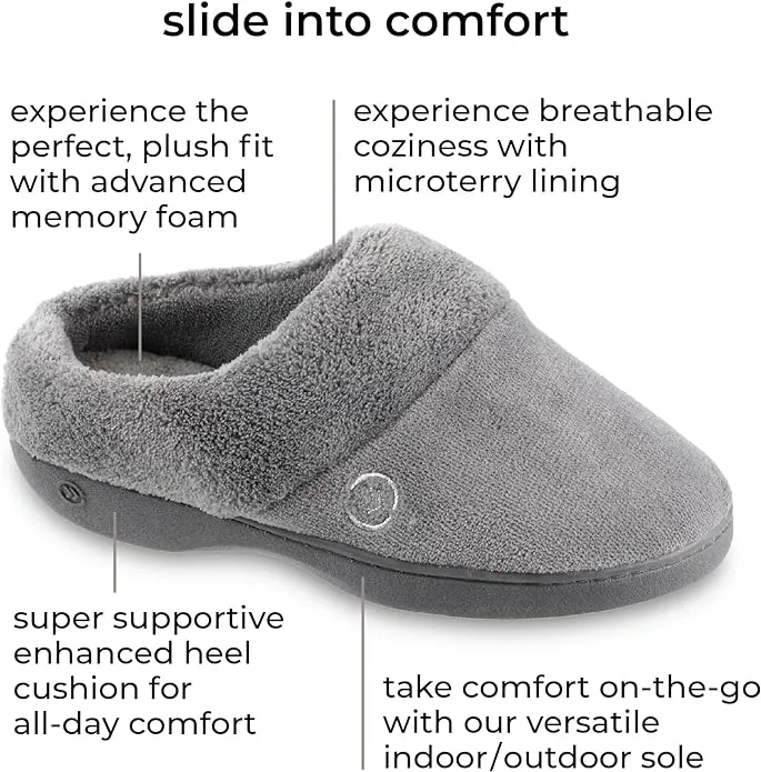 Isotoner Women's Classic Hoodback W Memory Foam Non-Slip Slippers