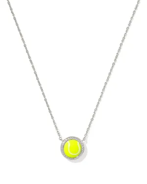 Kendra Scott Tennis Silver Short Pendant Necklace in Chartreuse Magnesite