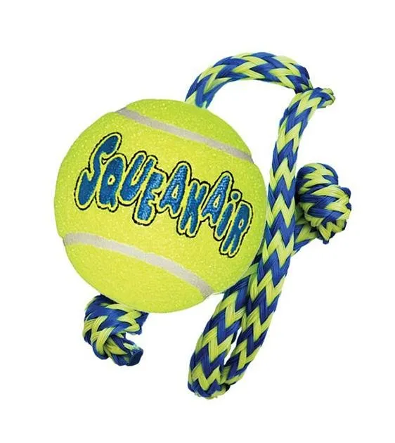 Kong AirDog Squeakair Ball with Rope Dog Toy