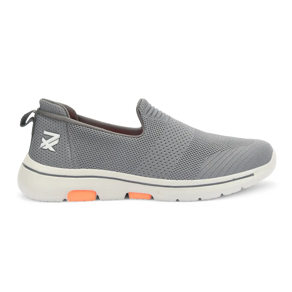 Leap7x Grey Sports Non Lacing Walking Shoes For Men RW-08 By Liberty