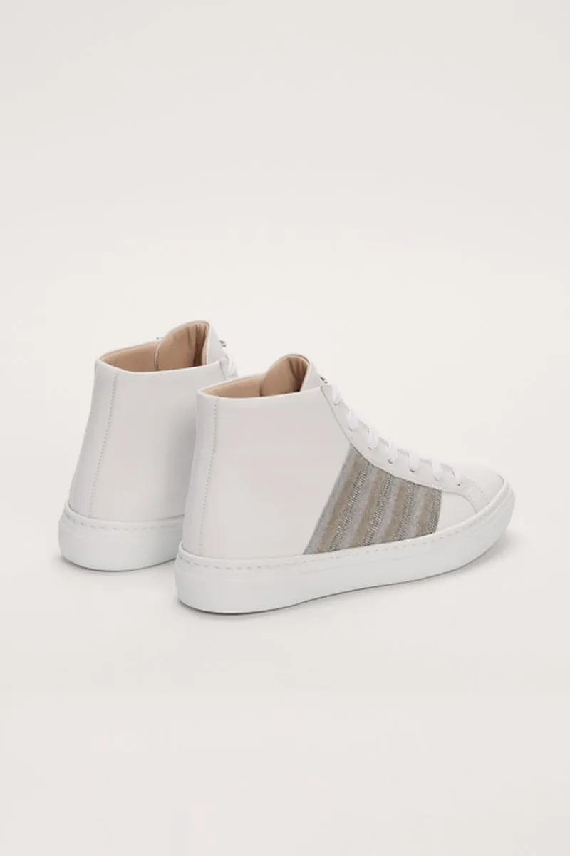 Leather High Top Sneakers in White