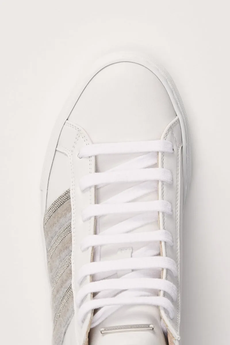 Leather High Top Sneakers in White