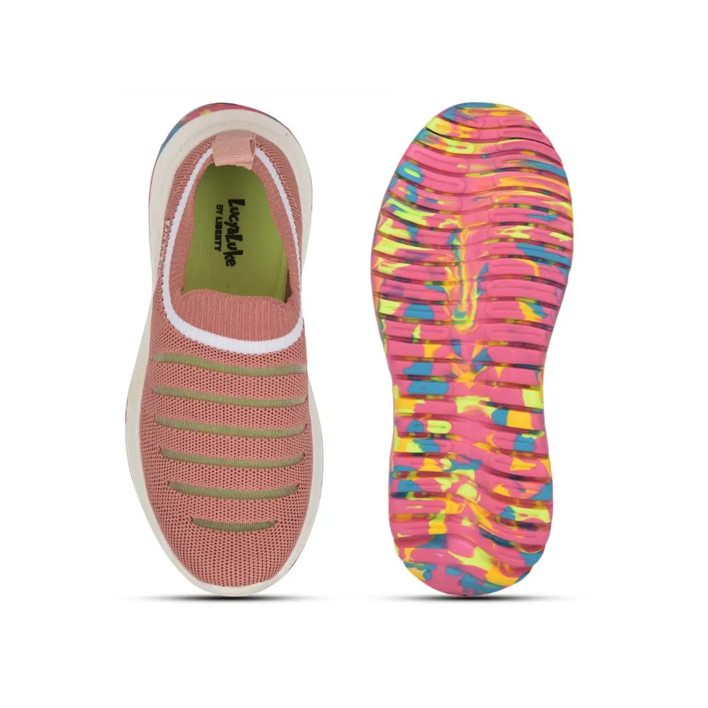 Lucy & Luke (Peach) Sports Non Lacing Shoes For Kids JAMIE-152E By Liberty