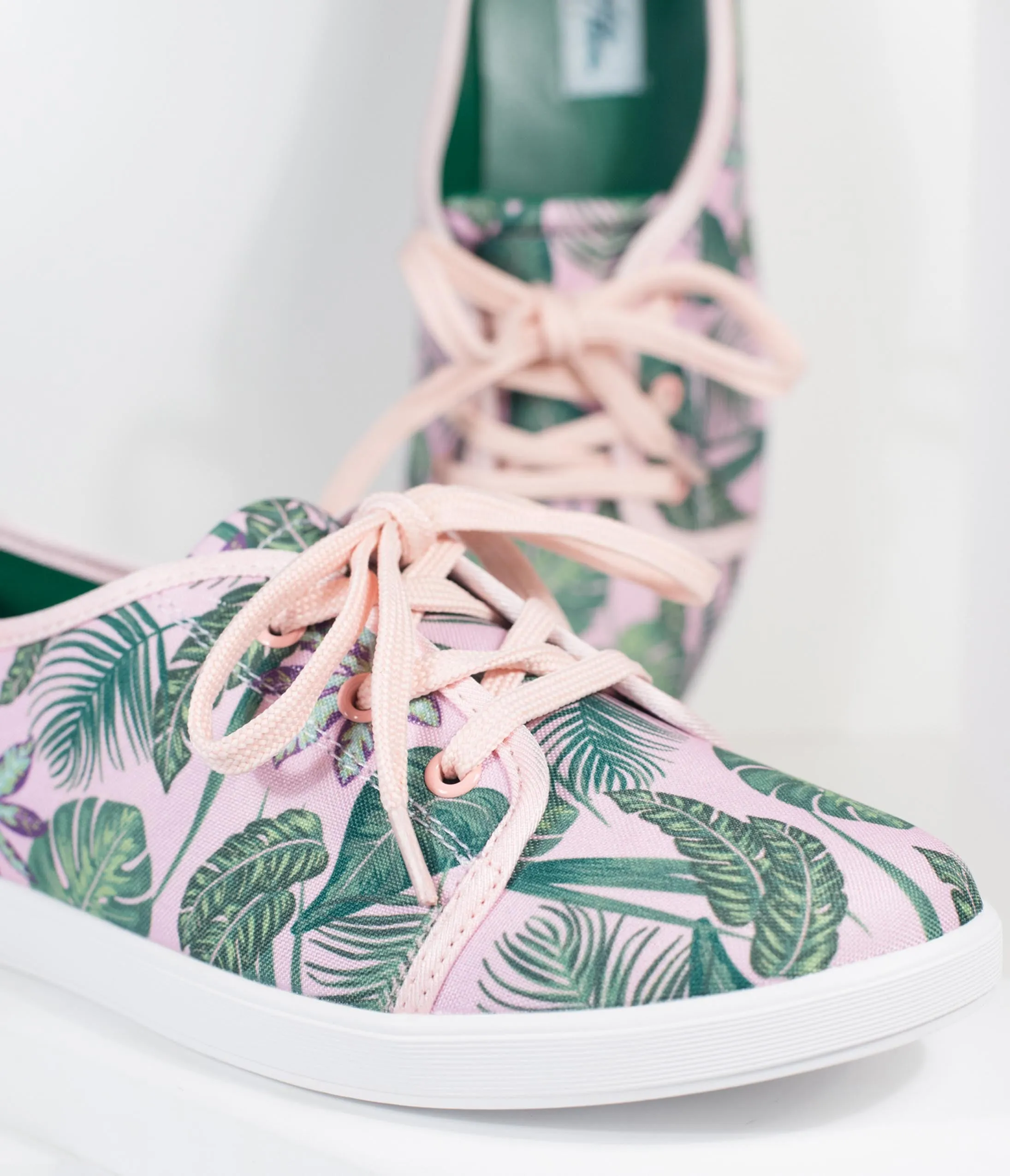 Lulu Hun Pink & Green Jungle Print Grace Sneakers