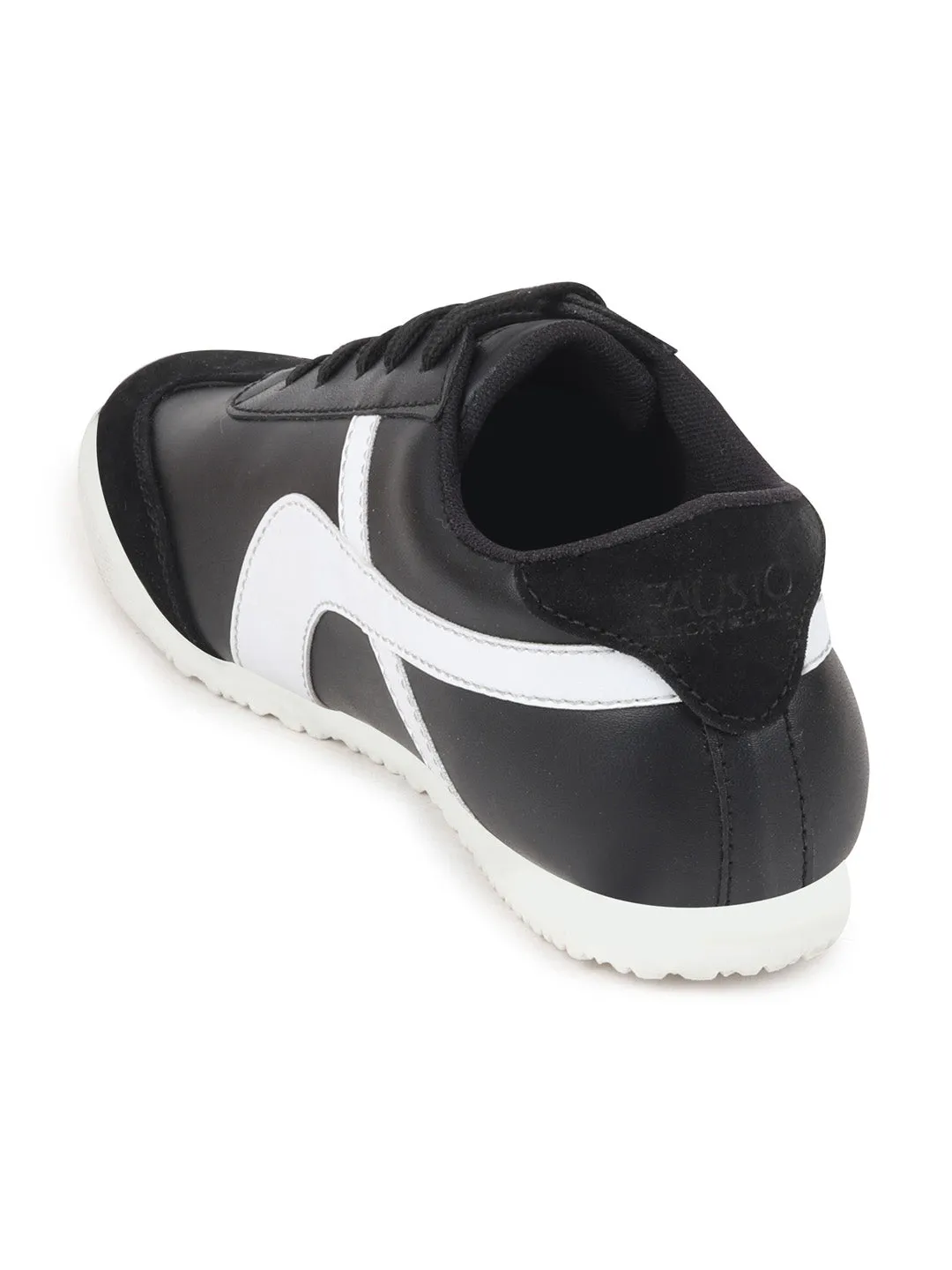 Men Black/White Lace-Up Casual Trendy Fashion Outdoor Sneakers