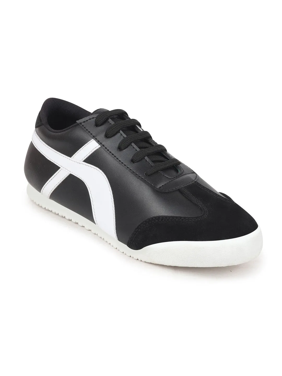 Men Black/White Lace-Up Casual Trendy Fashion Outdoor Sneakers