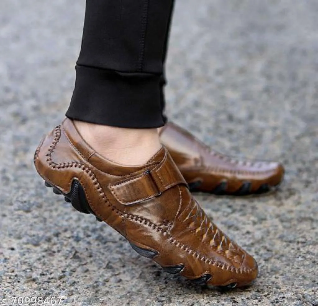 Men's Brown Synthetic Leather Solid Casual Shoes