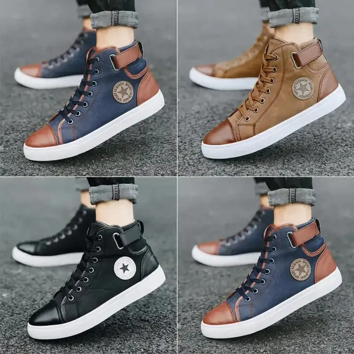 Men's Fashion Casual Sneakers High Top Shoes Breathable Round Toe Flats Boots | 8686