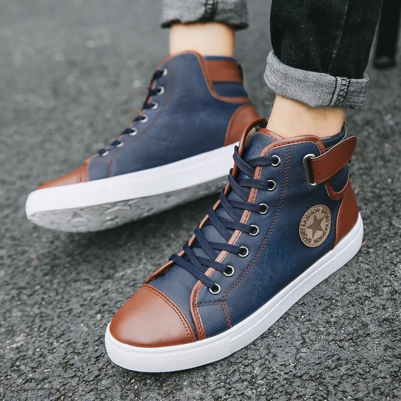 Men's Fashion Casual Sneakers High Top Shoes Breathable Round Toe Flats Boots | 8686