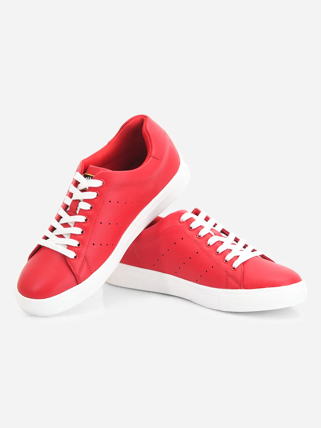 Men's Red Soft Textured Lace Up Sneaker (ID3075)