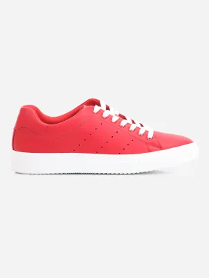 Men's Red Soft Textured Lace Up Sneaker (ID3075)