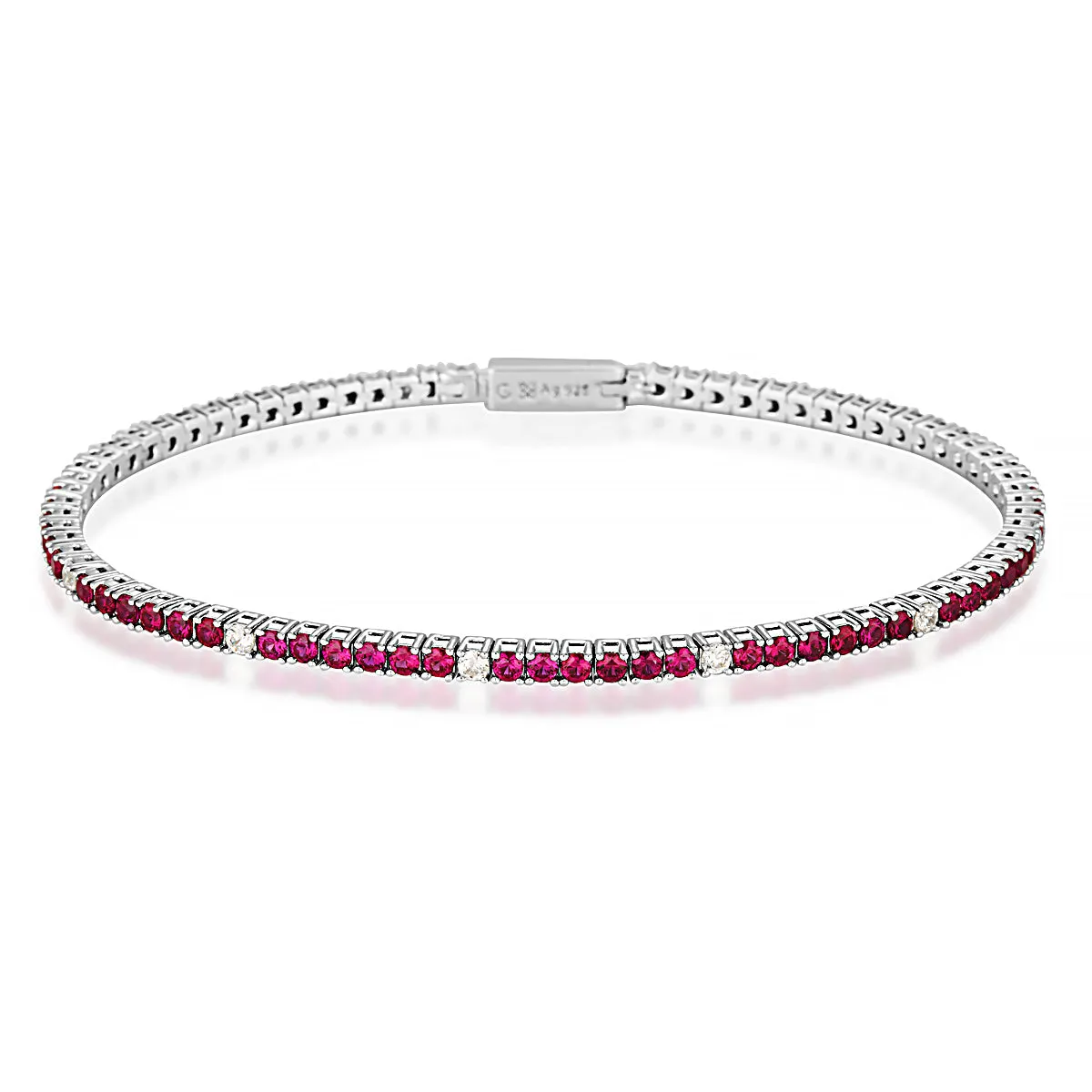 MILESTONE RUBY 2MM TENNIS BRACELET IN SILVER