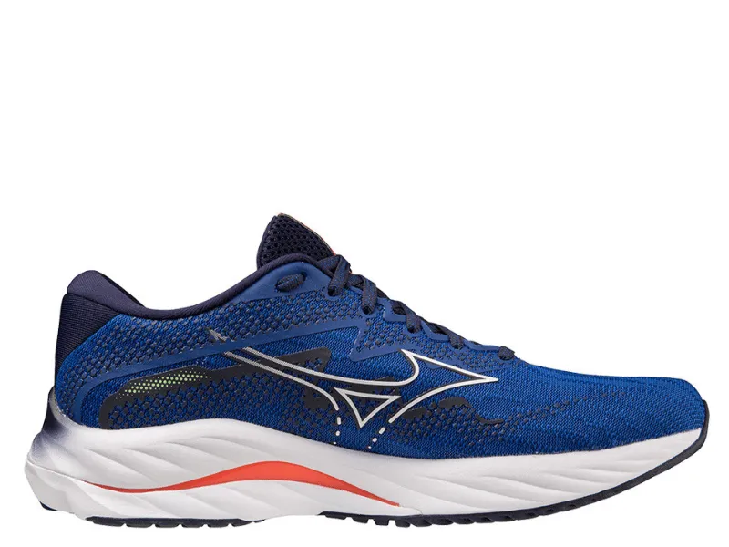 Mizuno Wave Rider 27 Mens Running Shoe (Surf the Web/White/Neon Flame)