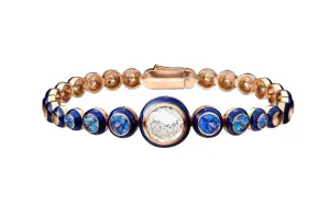 Moritz Glik Blue Sapphire & Enamel Diamond Shaker Tennis Bracelet