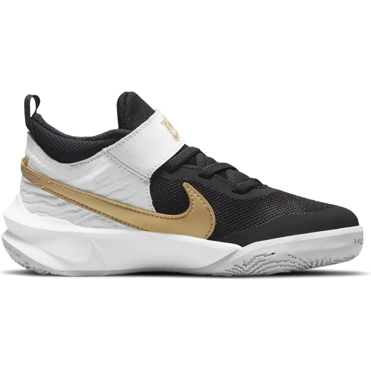 Nike Kid's Team Hustle D 10 Shoes - Black / Metallic Gold / White / Photon Dust