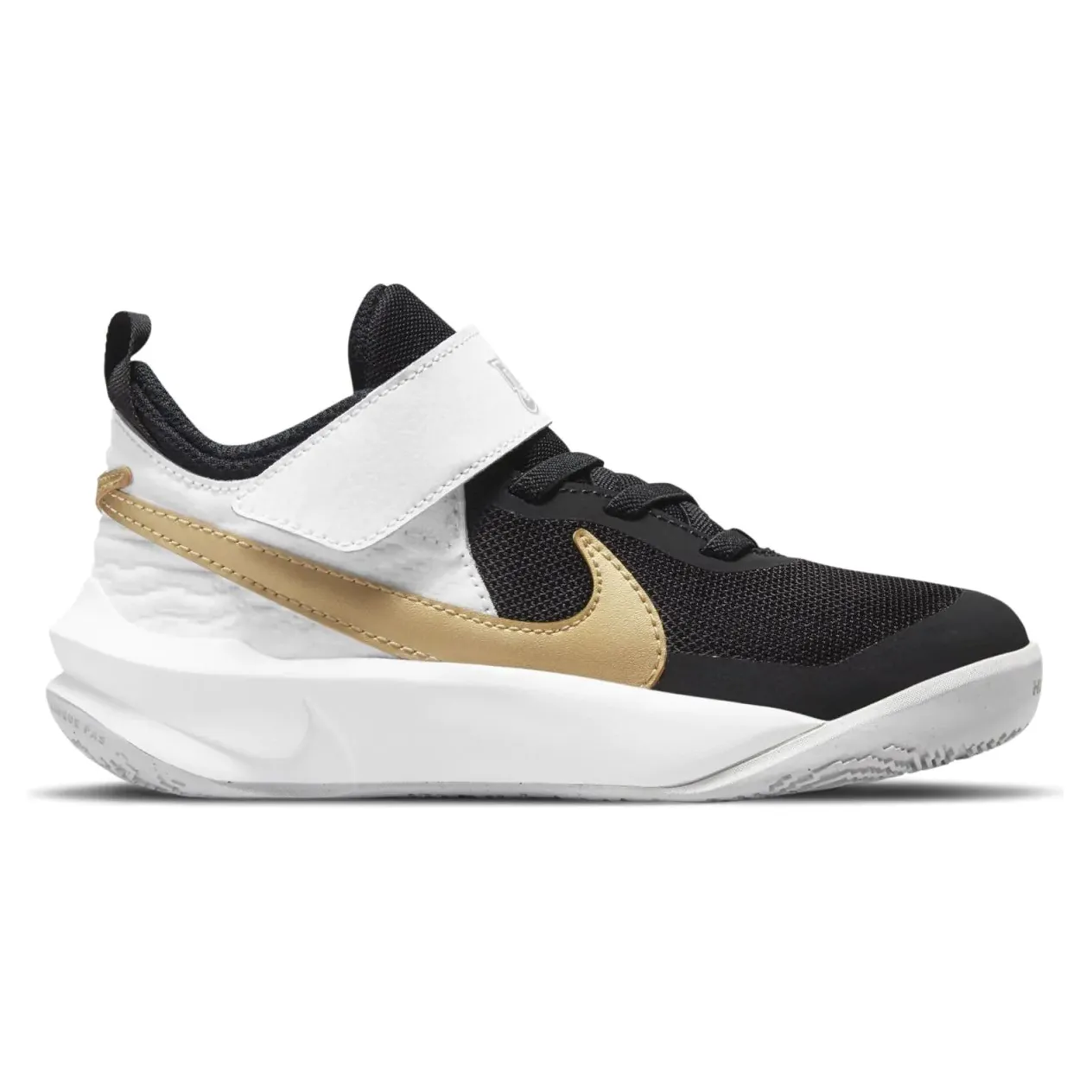 Nike Kid's Team Hustle D 10 Shoes - Black / Metallic Gold / White / Photon Dust