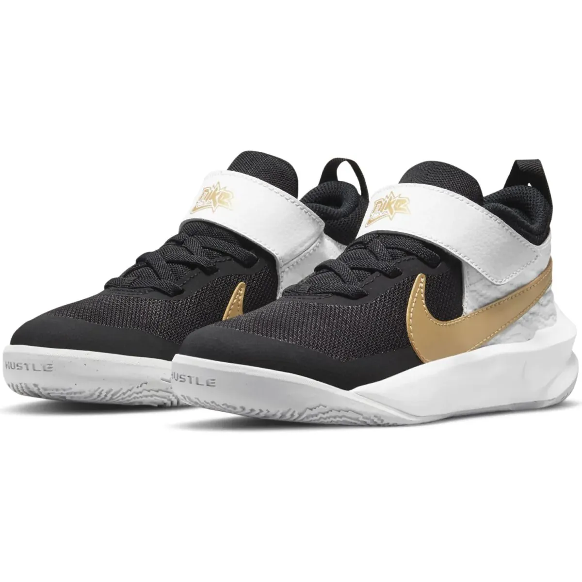 Nike Kid's Team Hustle D 10 Shoes - Black / Metallic Gold / White / Photon Dust