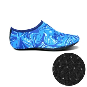 Non-slip Plastic Grain Texture Thick Cloth Sole Printing Diving Shoes and Socks, One Pair, Size:L (Blue Figured)