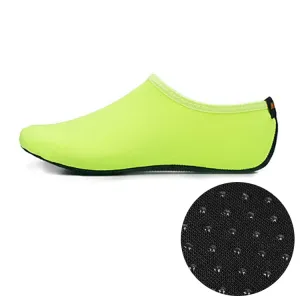 Non-slip Plastic Grain Texture Thick Cloth Sole Solid Color Diving Shoes and Socks, One Pair, Size:L (Fluorescent Green)