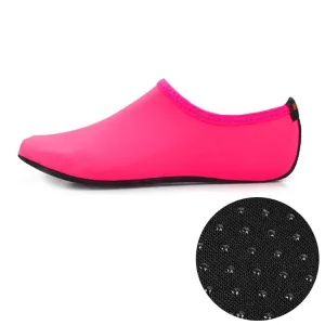 Non-slip Plastic Grain Texture Thick Cloth Sole Solid Color Diving Shoes and Socks, One Pair, Size:XXXL (Rose Red)