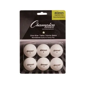 One Star Table Tennis Balls (6 Pack)