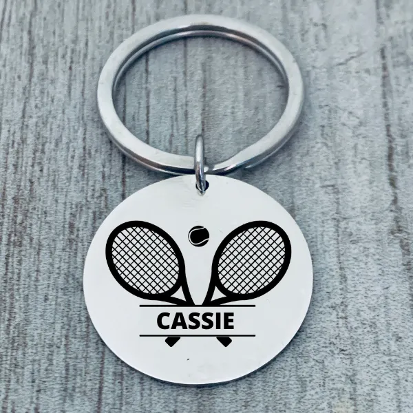 Personalized Engraved Tennis Keychain