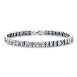 Pre-Owned Kay Silver 1/4ct Round Diamond Baguette Tennis Bracelet