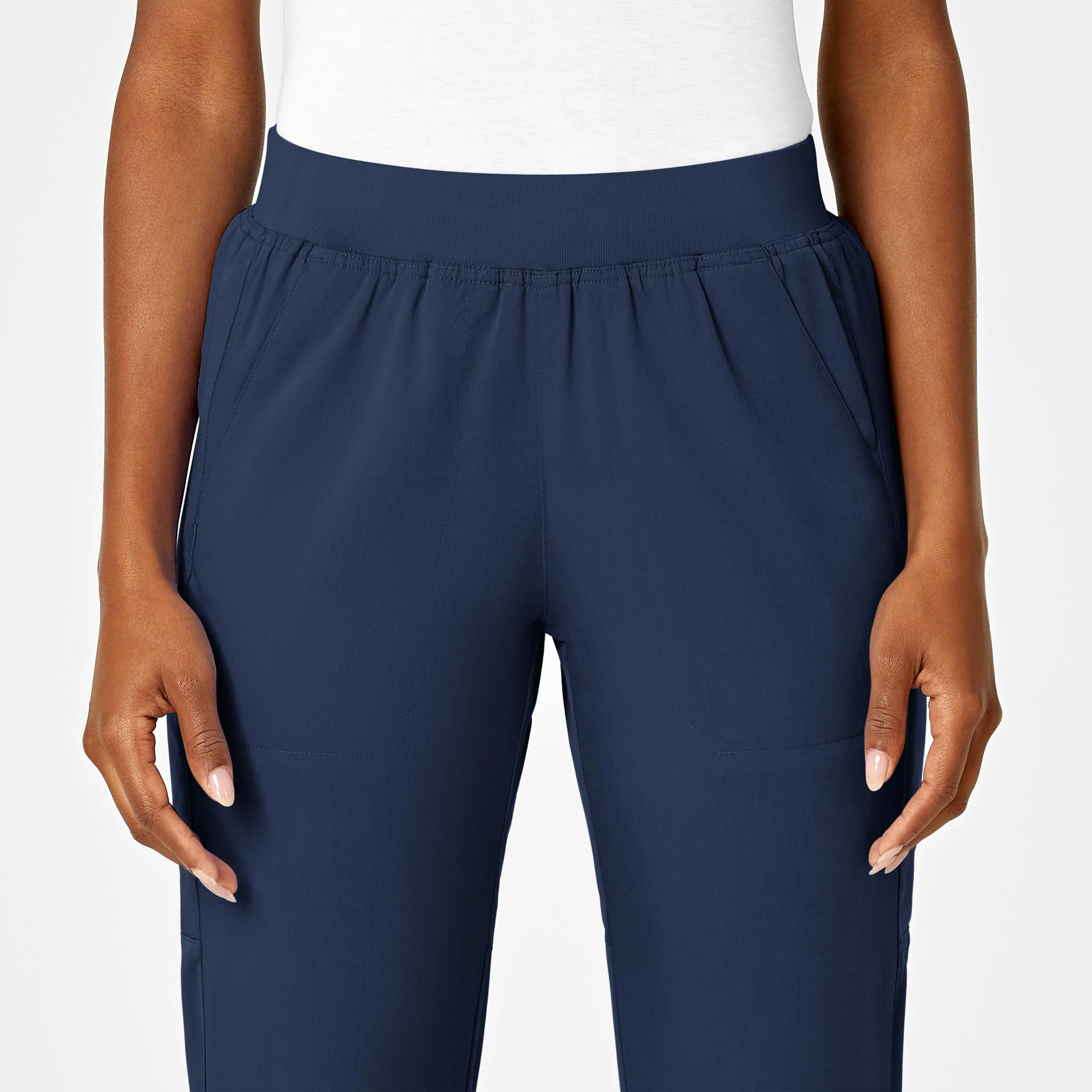 PRO Women's Knit Waist Cargo Scrub Pant - Navy