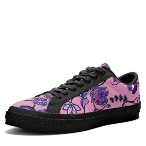 Purple Floral Amour Aapisi Low Top Canvas Shoes Black Sole