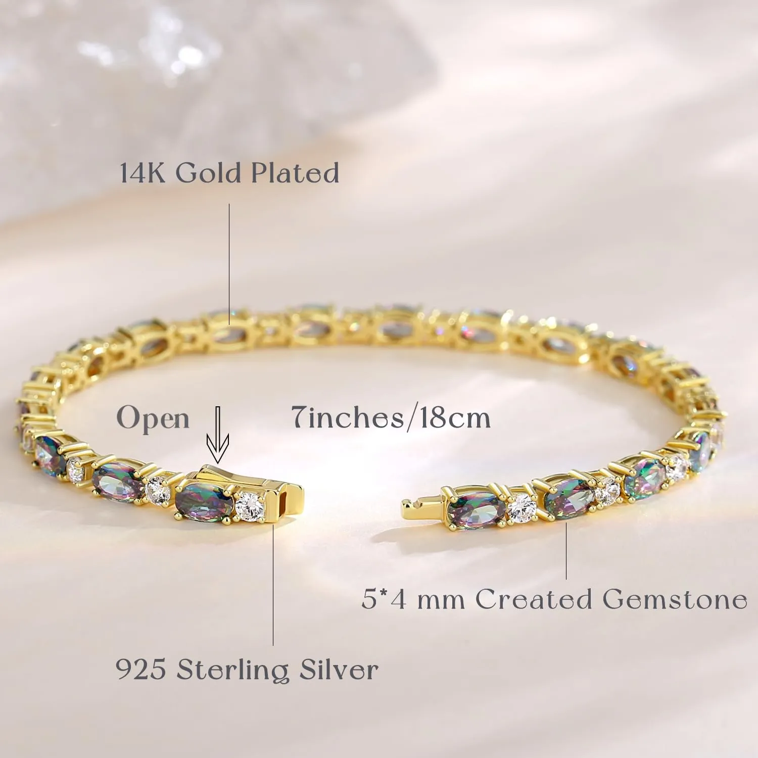 "Glamour Radiance" June Birthstone Fancy Cut Tennis Sterling Silver Bracelet