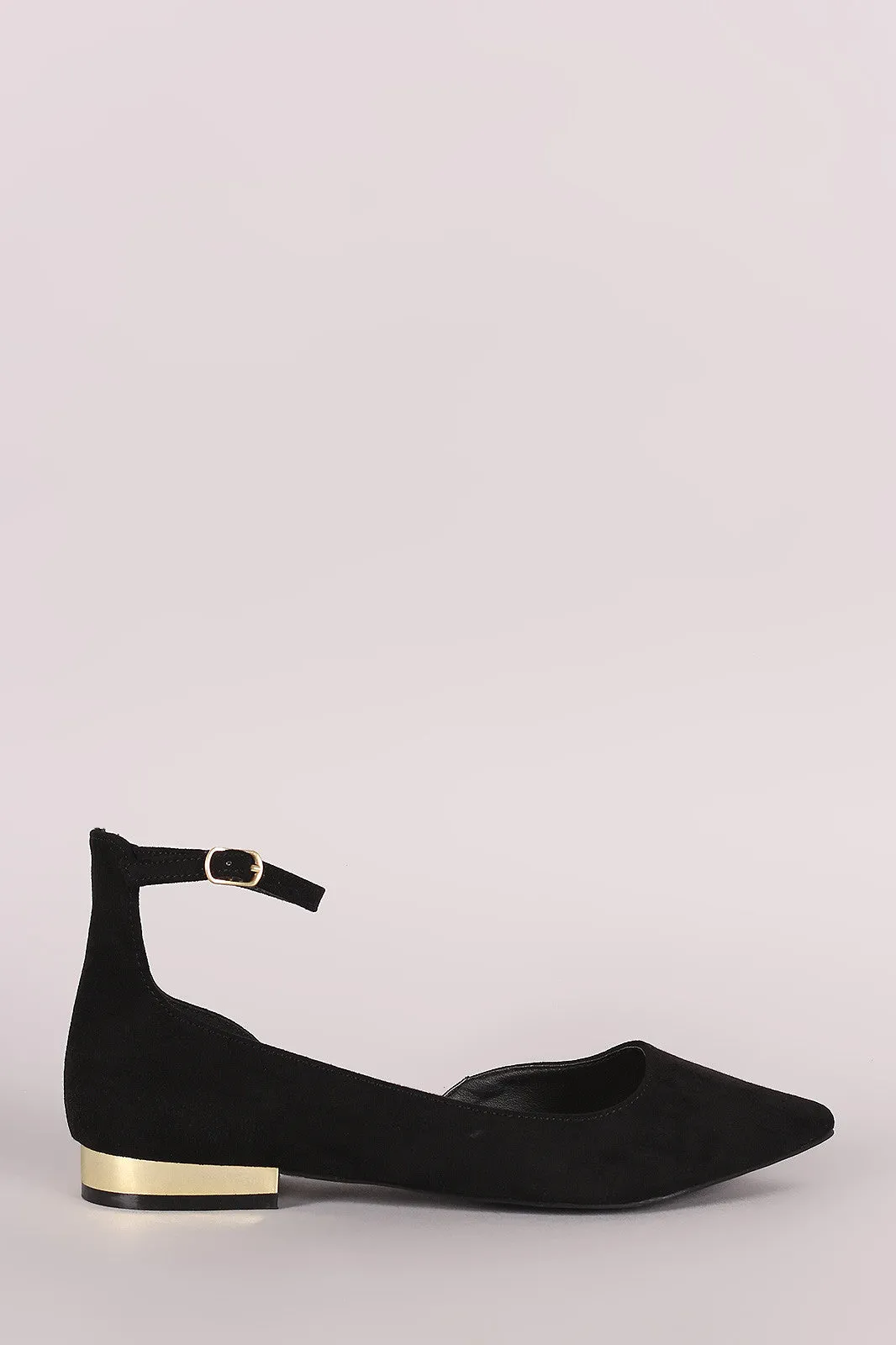 Qupid Suede Ankle Strap Dorsay Flat