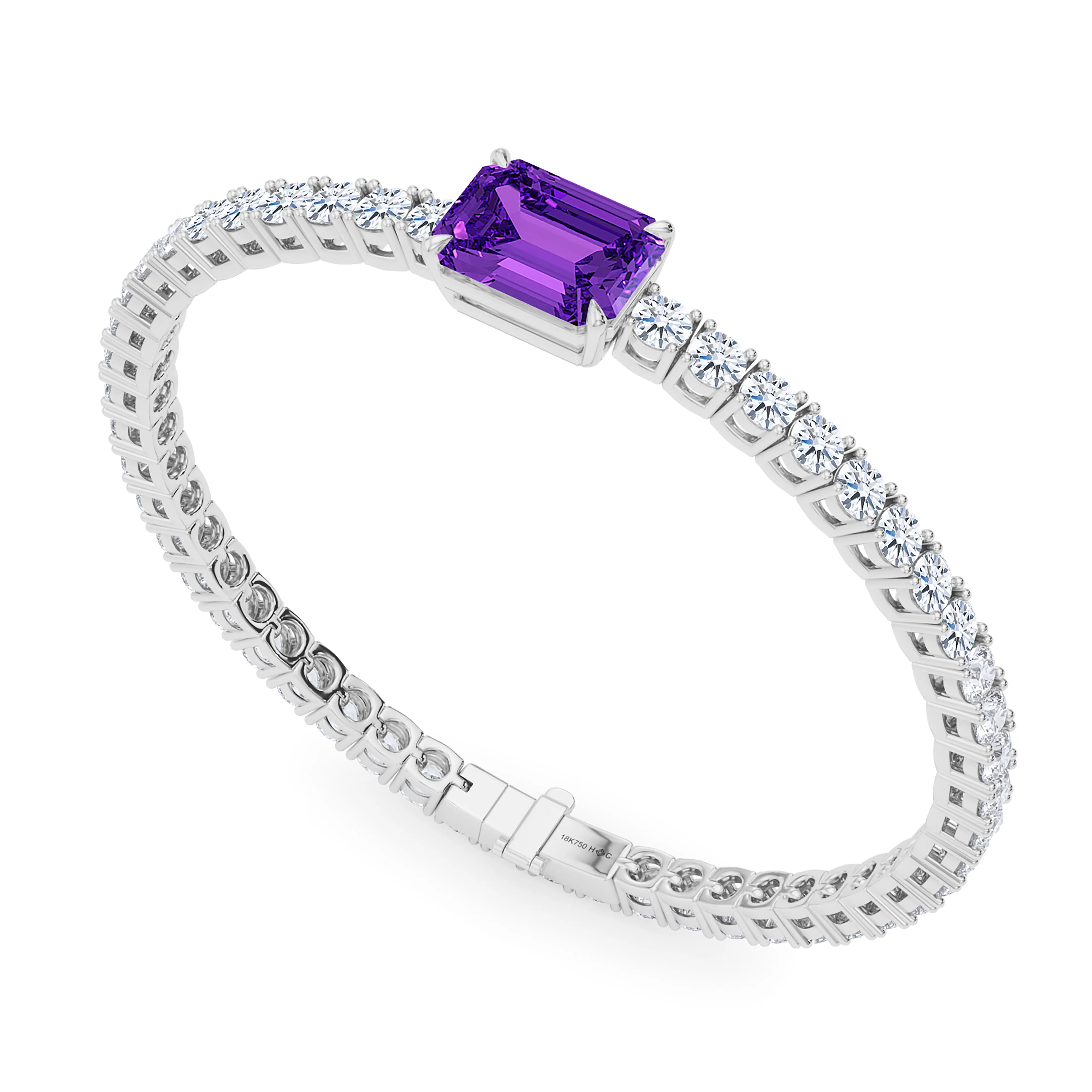 Round Cut Diamond & Birthstone Tennis Bracelet