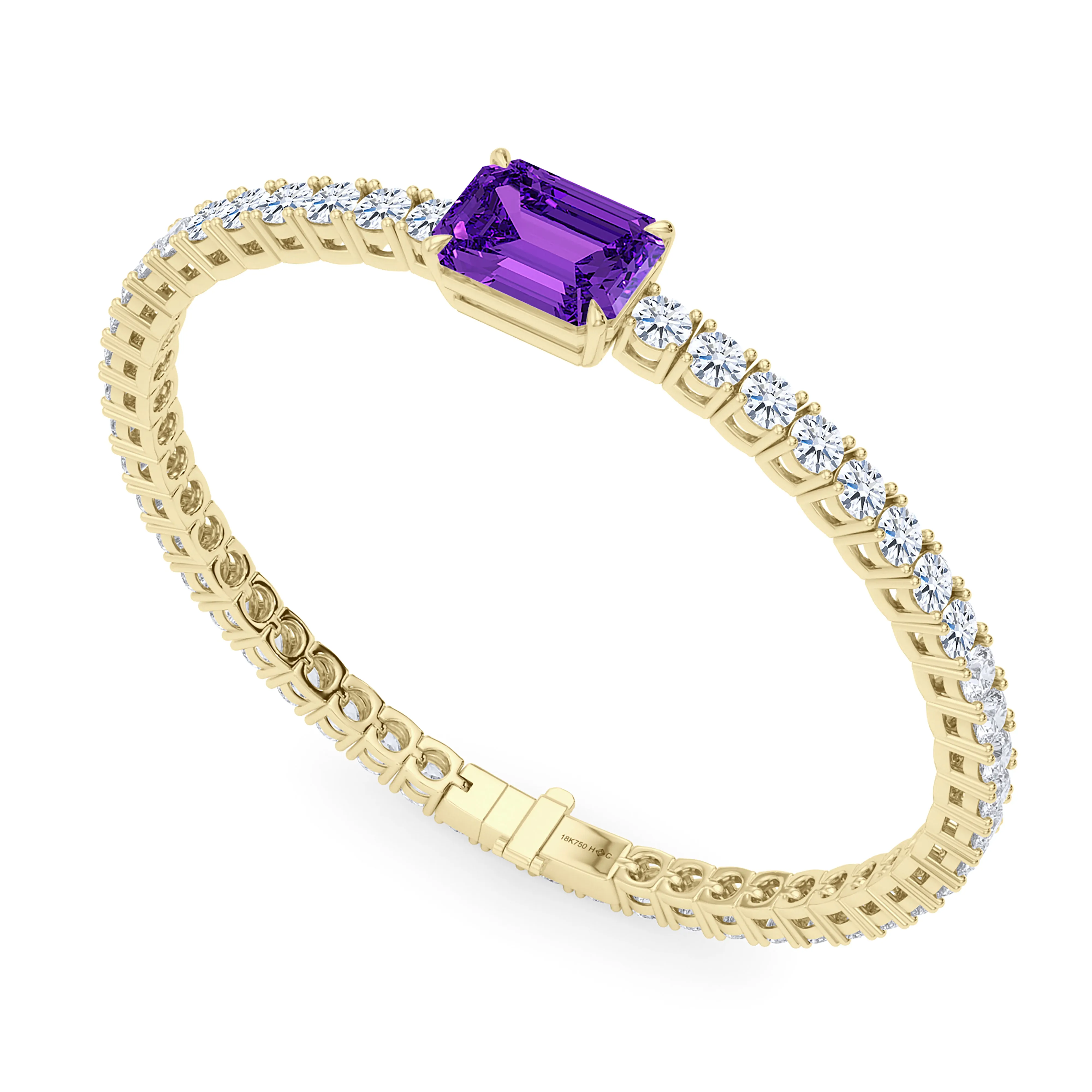 Round Cut Diamond & Birthstone Tennis Bracelet