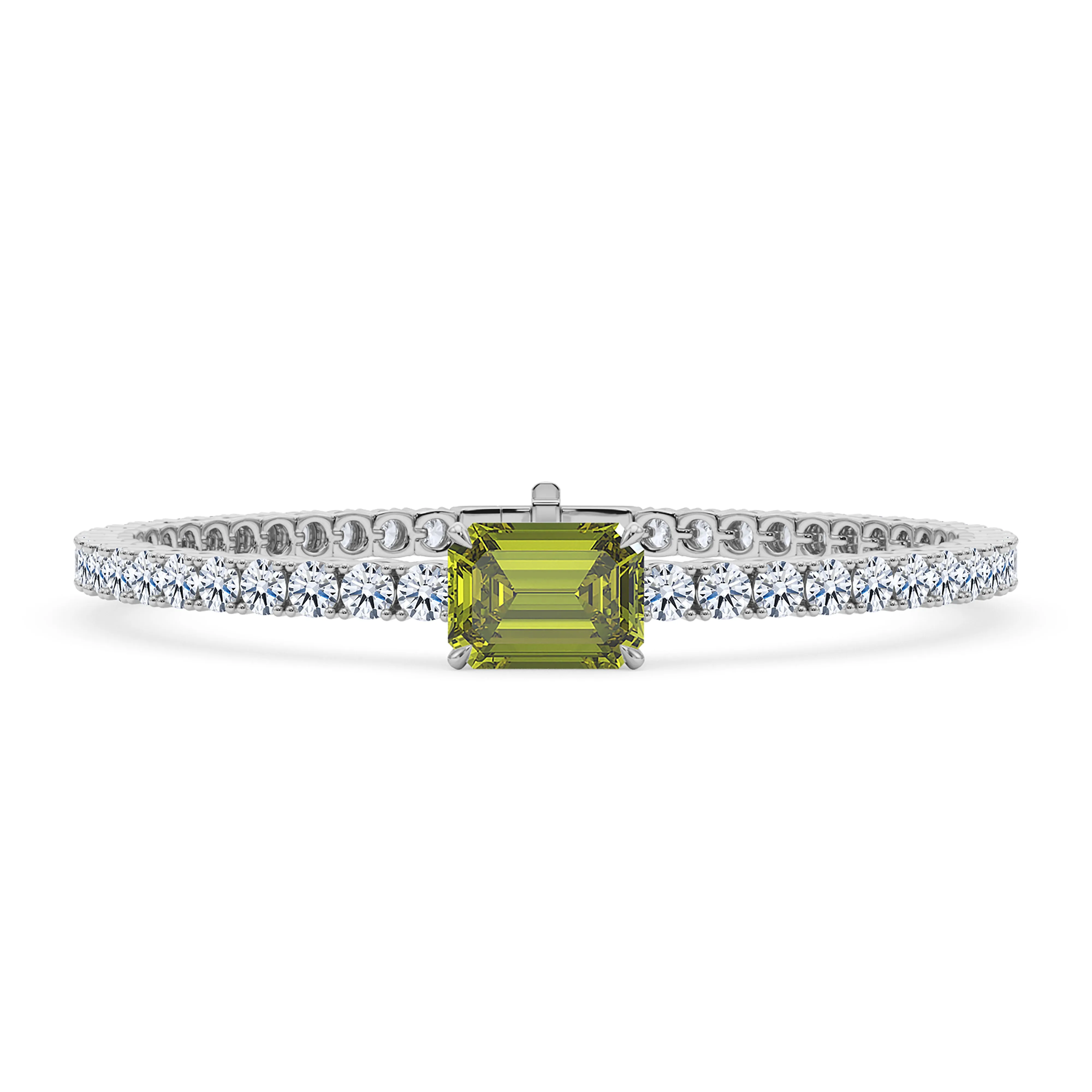 Round Cut Diamond & Birthstone Tennis Bracelet