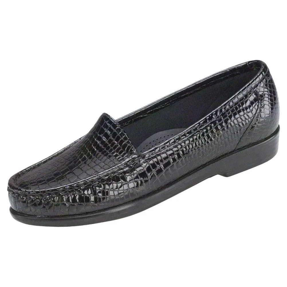 SAS Women's Simplify Slip-On Loafer in Black Croc Wide