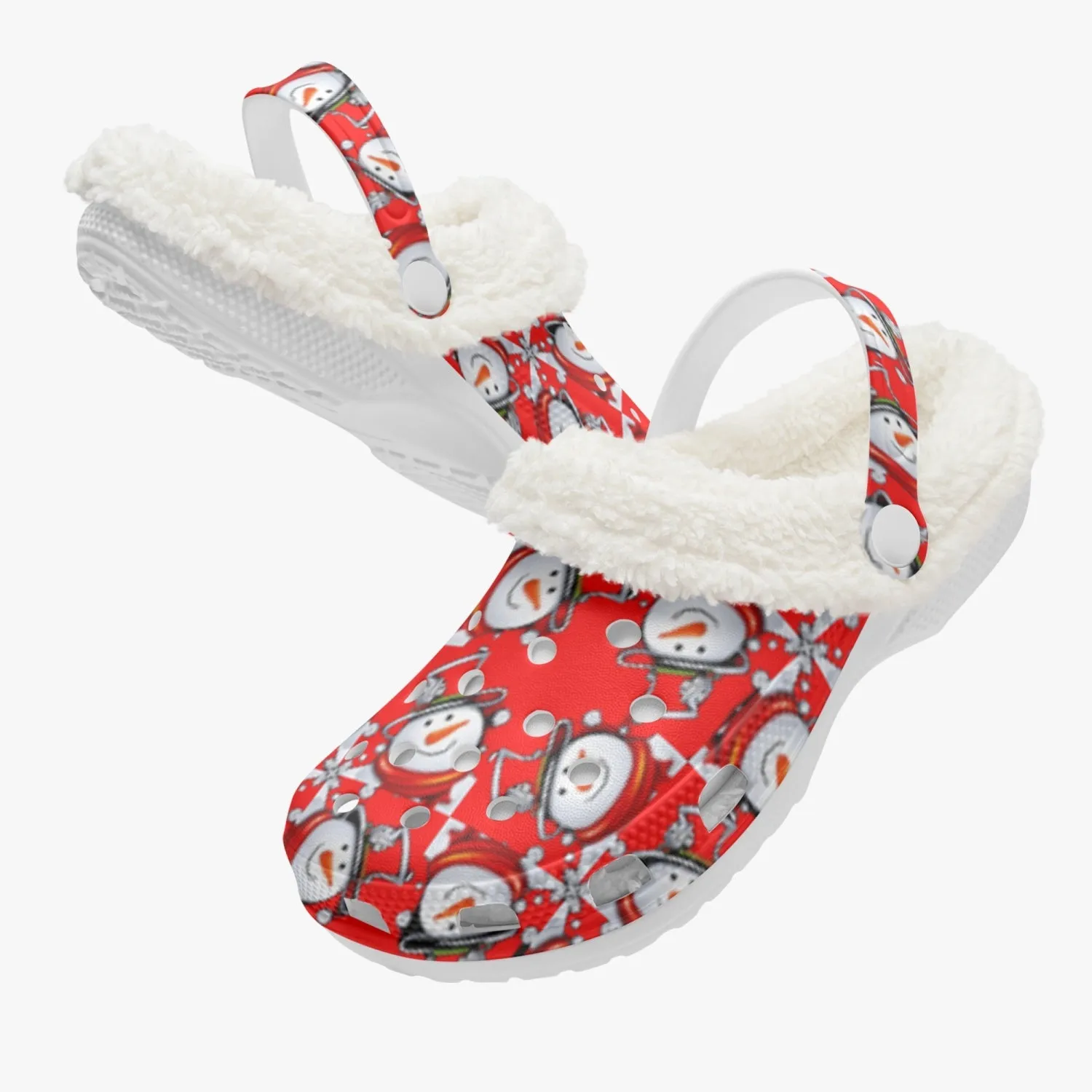 Snow Man's Delight Fuzzy Lined Christmas Clogs - 2 colors