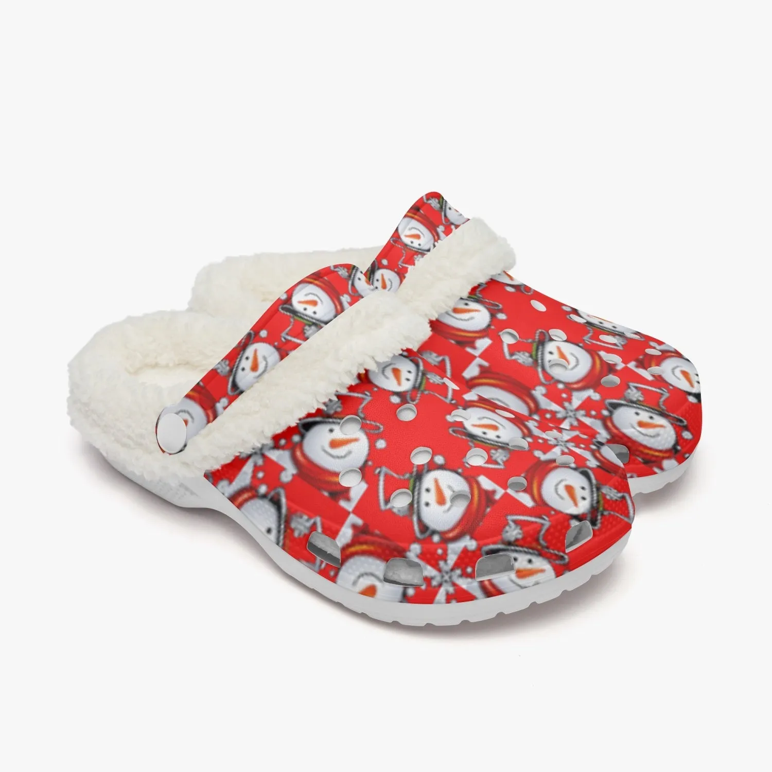 Snow Man's Delight Fuzzy Lined Christmas Clogs - 2 colors