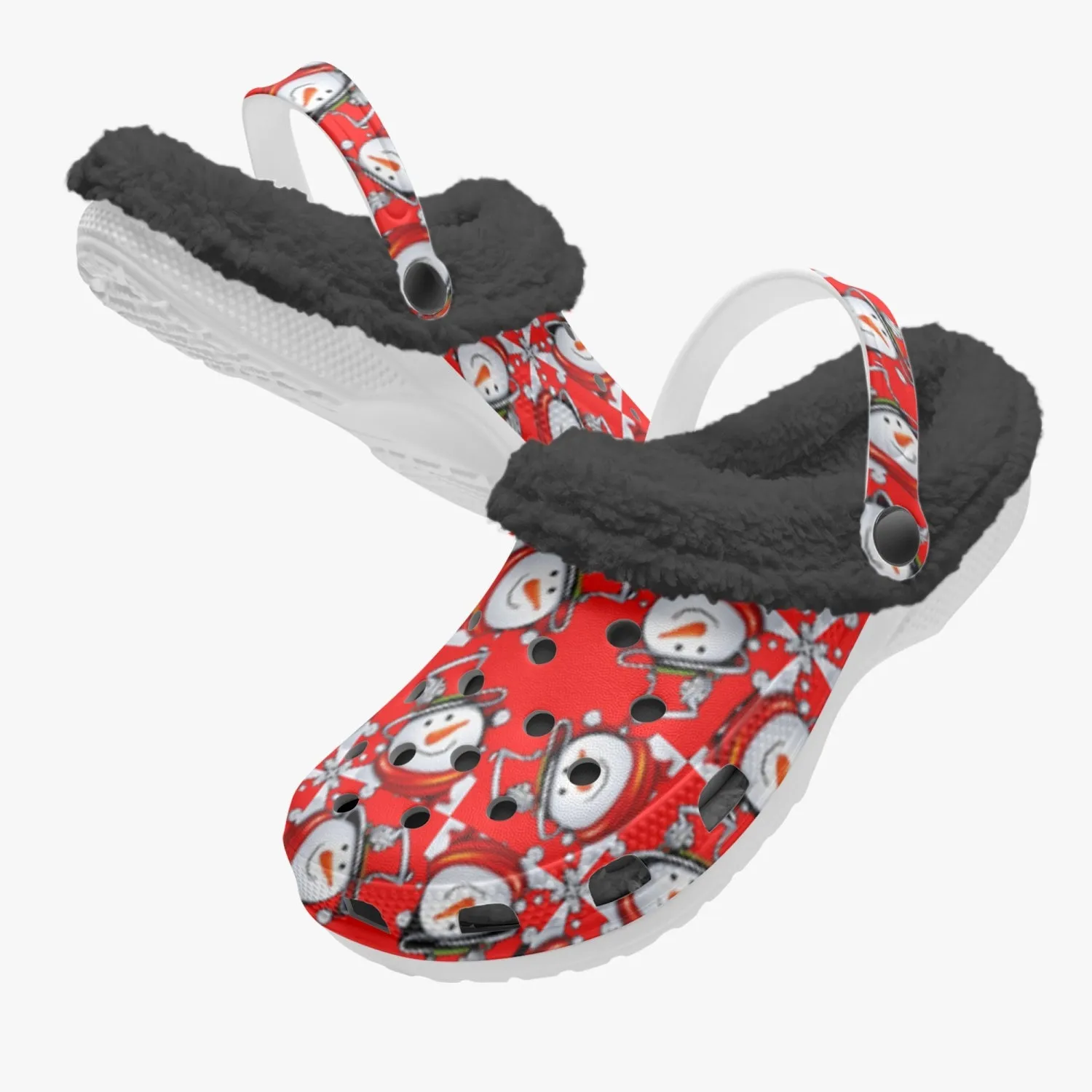 Snow Man's Delight Fuzzy Lined Christmas Clogs - 2 colors