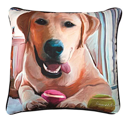 Tennis Anyone Yellow Lab Pillow by Robert McClintock©