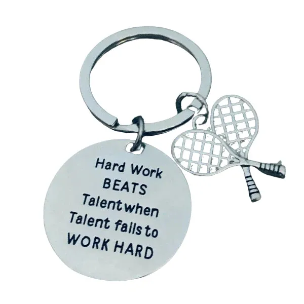 Tennis Keychain with Inspirational Charm