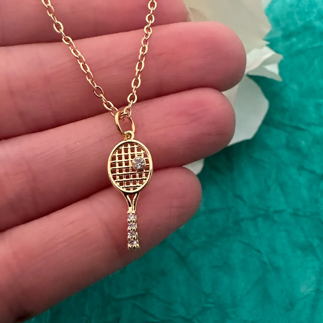 Tennis Racket Rhinestone Necklace