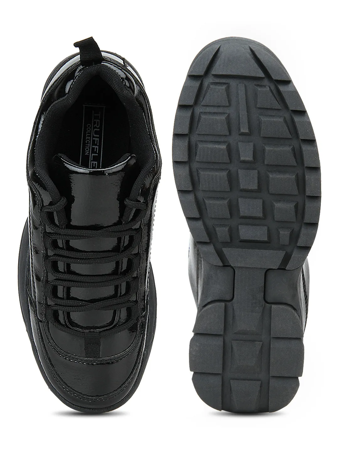 Total Black Cleated Lace-Up Sneakers