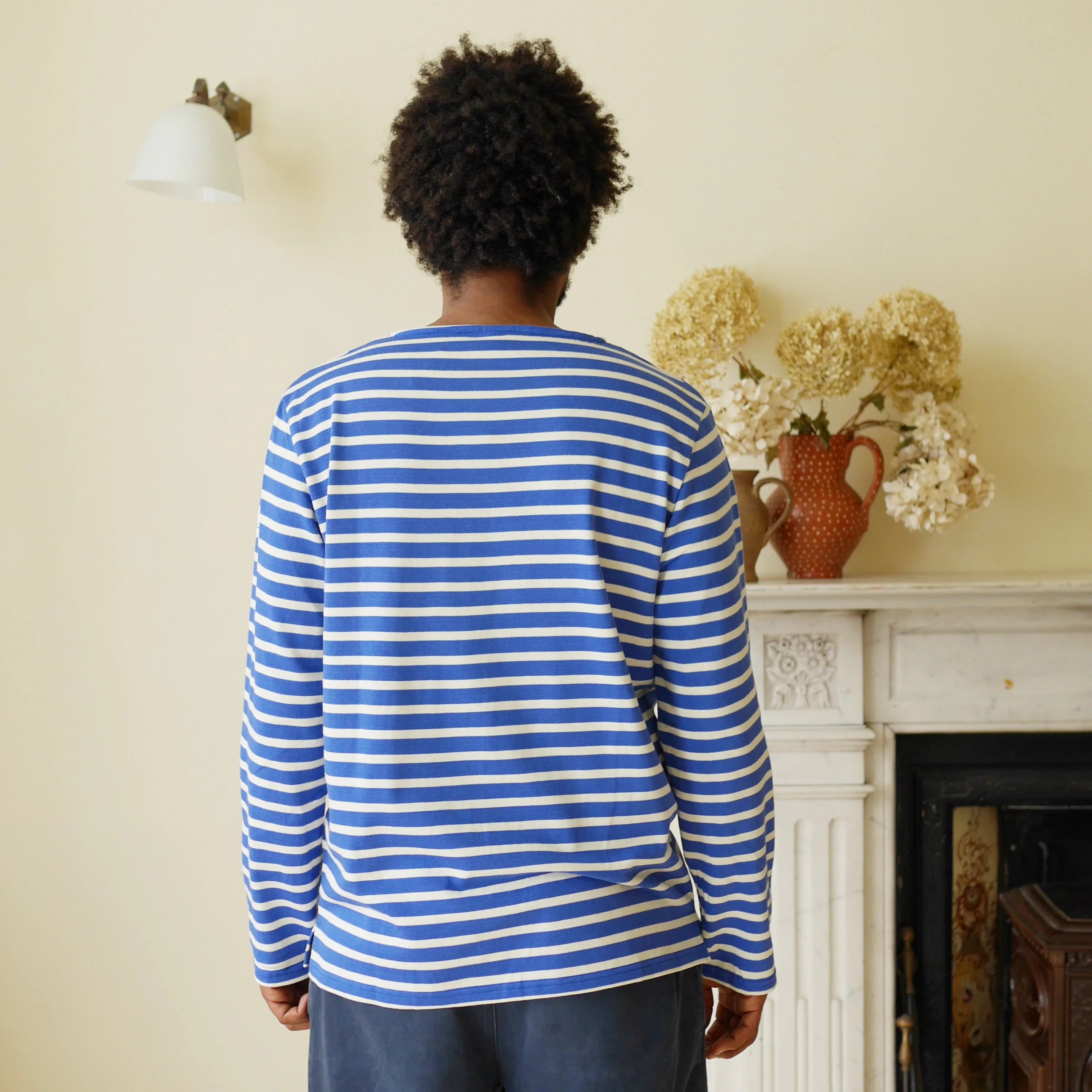 Unisex Striped Breton Top - French Blue / Cream