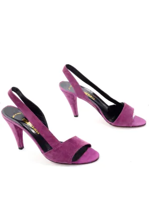 Unworn 1980s Maserati Purple Suede Slingback Heels Size 7N