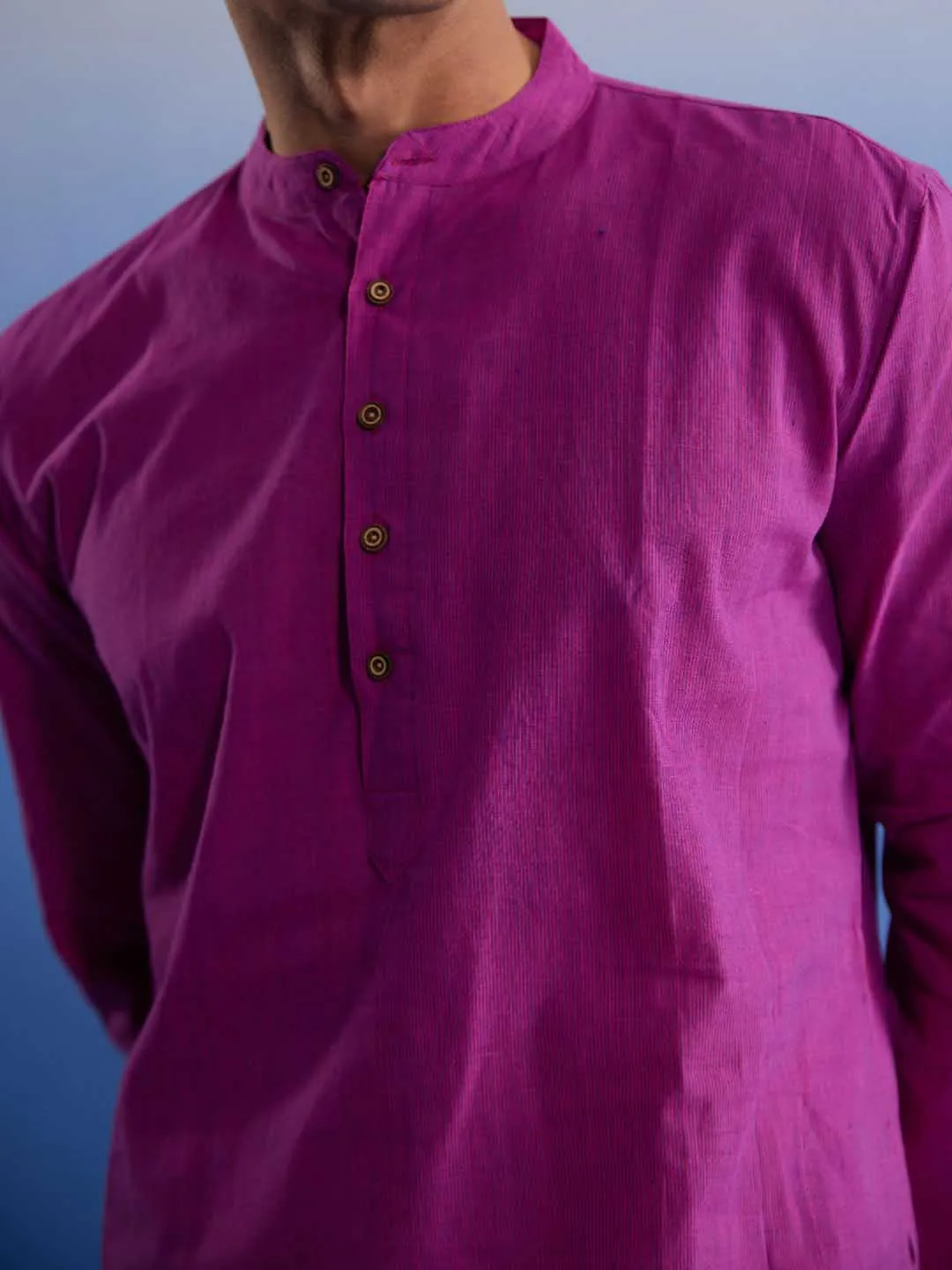 Vastramay Men's Purple Handloom Kurta Pyjama